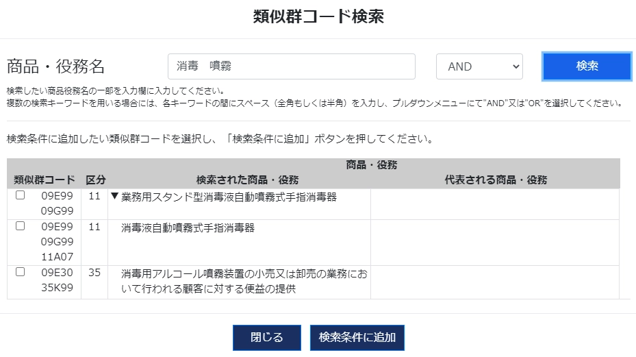 消毒液の噴射機やスタンドの類似群コード検索
